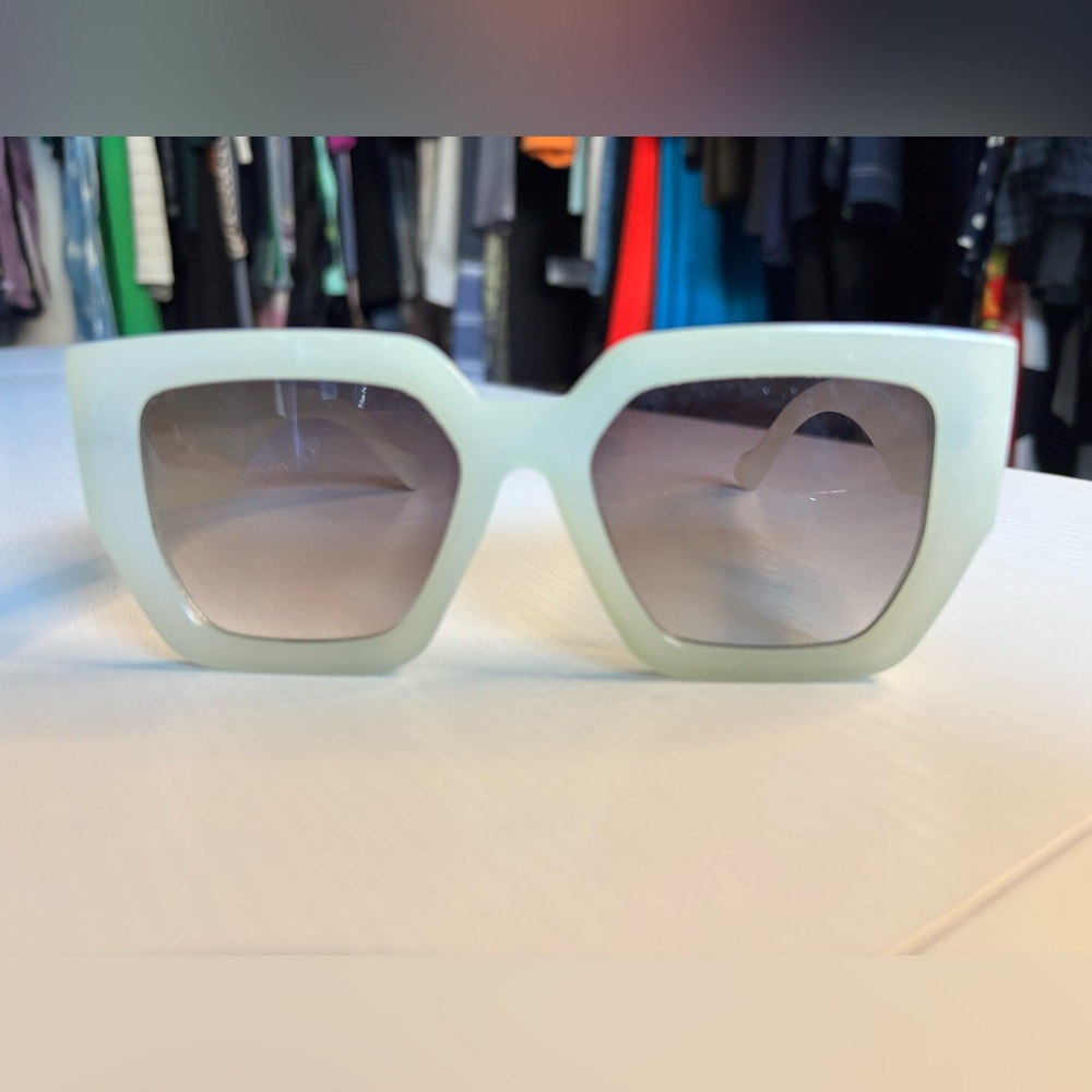 Free People Bel Air Oversized Square Sunglasses In Light Green